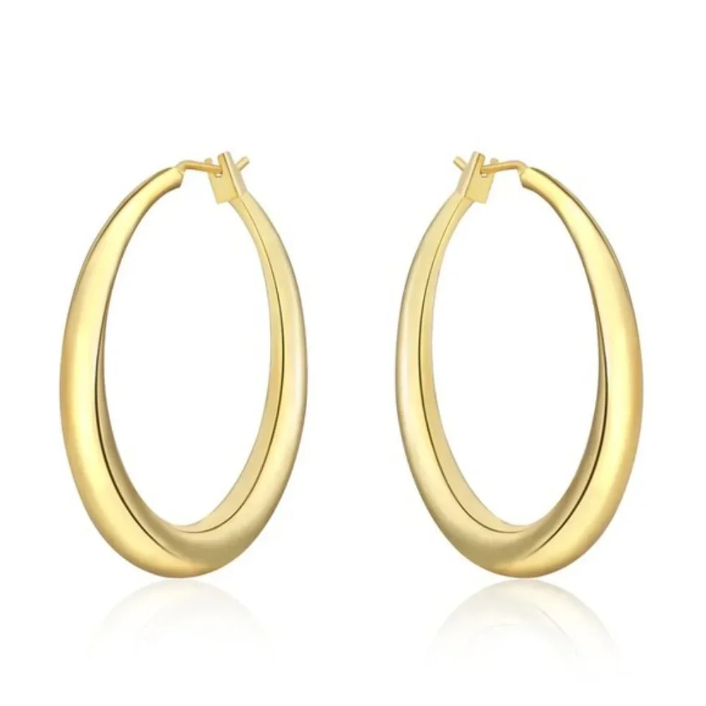 925 Sterling Silver 3.5cm Round Earrings High Quality Circle Hoop Earrings - Picture 2 of 3